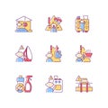 Kids injuries danger RGB color icons set Royalty Free Stock Photo