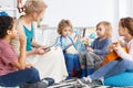 Kids with instruments Royalty Free Stock Photo