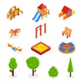 Kids isometric 3D playground. Vector icon set