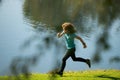 Kids jogging in park outdoor. Healthy sport activity for children. Little boy at athletics competition race. Young Royalty Free Stock Photo