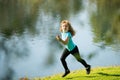 Kids jogging in park outdoor. Healthy sport activity for children. Little boy at athletics competition race. Young Royalty Free Stock Photo