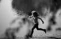 Kids jogging in park outdoor. Healthy sport activity for children. Little boy at athletics competition race. Young Royalty Free Stock Photo