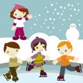 Kids join snow Royalty Free Stock Photo