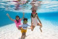 Kids jump into swimming pool. Summer water fun Royalty Free Stock Photo