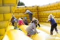 Kids jumping on castle