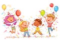 Kids jumping and dancing at birthday party Royalty Free Stock Photo