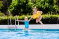 Kids jumping into swimming pool