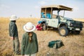 Kids on safari game drive Royalty Free Stock Photo