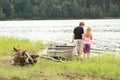 Kids by a lake