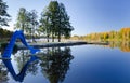 Kids lake pool in autumn colors