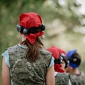 Kids lasertag in forest Royalty Free Stock Photo