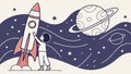 Kids launching rocket to outer space, science and exploration. vector design Generative AI Royalty Free Stock Photo