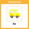 Kids learning cards. Bus