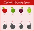 Kids learning game, shadow matching game, vector Royalty Free Stock Photo