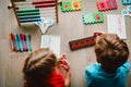 Kids learning numbers, mental arithmetic, abacus Royalty Free Stock Photo