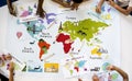 Kids Learning World Map with Continents Countries Ocean Geography Royalty Free Stock Photo