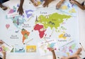 Kids Learning World Map with Continents Countries Ocean Geography Royalty Free Stock Photo