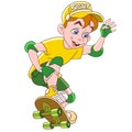 Cartoon boy ridding a skateboard