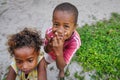 Kids in a local village in Mana Island, Fiji Royalty Free Stock Photo