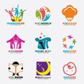 Kids logo vector creative concept art set design