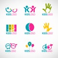 Kids logo vector set design