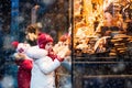 Kids looking at candy and pastry on Christmas market Royalty Free Stock Photo