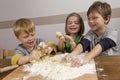 Kids making dough