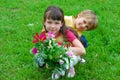 Kids in a meadow Royalty Free Stock Photo