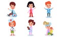 Boys And Girls In Costumes With Red Cross Of Different Medical Professions In Vector Illustration Set Isolated On White Royalty Free Stock Photo