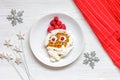 Kids menu Christmas breakfast waffles top view Royalty Free Stock Photo