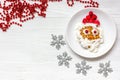 Kids menu Christmas breakfast waffles top view Royalty Free Stock Photo