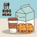 Kids menu milk cookies