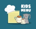 Kids menu set kitchen utensils Royalty Free Stock Photo