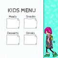 Kids menu vector template