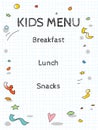 Kids menu vector template Royalty Free Stock Photo