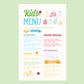 Kids menu. Vector template. Royalty Free Stock Photo