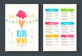 Kids menu vector template