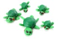 Kids modelling clay tortue isolated on white background
