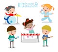 Kids and music, Children playing Musical Instruments,illustration of Kids Royalty Free Stock Photo