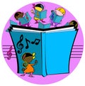 Kids with musical book Royalty Free Stock Photo