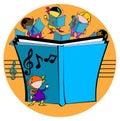 Kids with musical book