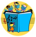 Kids with musical book Royalty Free Stock Photo
