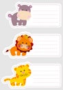 Kids name tags with cute animals Royalty Free Stock Photo