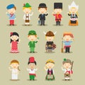 Kids and nationalities of the world vector: Europe Set 1. Royalty Free Stock Photo