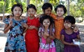 Kids from Ngwe Saung , Myanmar Royalty Free Stock Photo