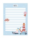 Kids notebook page with lighthouse