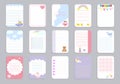 Kids notebook page template vector cards, notes, stickers, labels, tags paper sheet illustration.