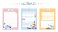 Kids notebook pages templates set.