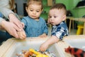 Kids in nursery blay with orbeez. Cute little children Royalty Free Stock Photo