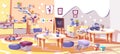 Kids nursery or kindergarten room vector interior Royalty Free Stock Photo